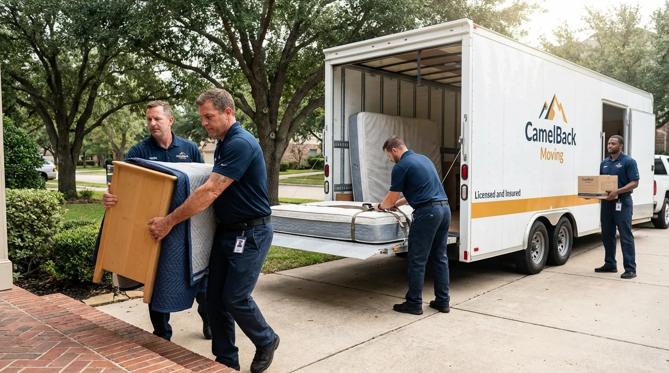 Crew loading residential truck for cross-state move from Glenwood Landing, NY