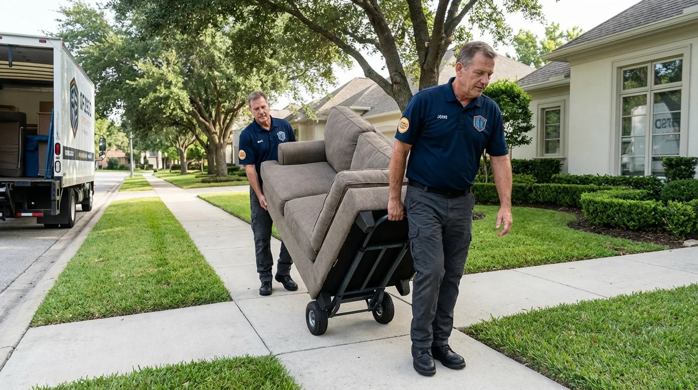 Local residential moving crew loading furniture in Glenwood Landing, NY
